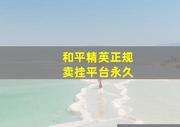 和平精英正规卖挂平台永久