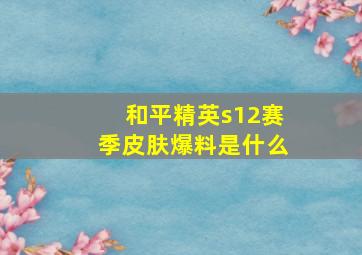 和平精英s12赛季皮肤爆料是什么