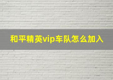 和平精英vip车队怎么加入