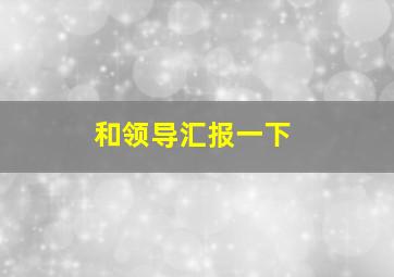 和领导汇报一下