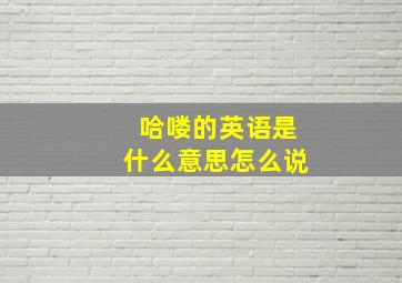 哈喽的英语是什么意思怎么说