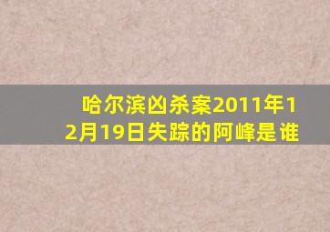 哈尔滨凶杀案2011年12月19日失踪的阿峰是谁