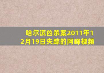 哈尔滨凶杀案2011年12月19日失踪的阿峰视频