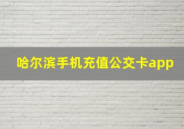 哈尔滨手机充值公交卡app