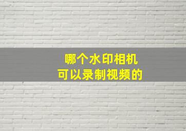 哪个水印相机可以录制视频的