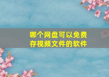 哪个网盘可以免费存视频文件的软件