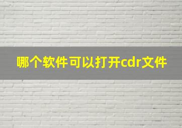 哪个软件可以打开cdr文件