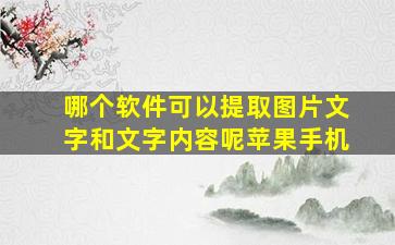 哪个软件可以提取图片文字和文字内容呢苹果手机