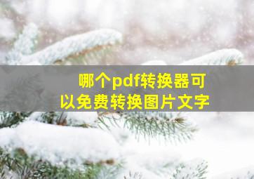 哪个pdf转换器可以免费转换图片文字