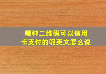 哪种二维码可以信用卡支付的呢英文怎么说