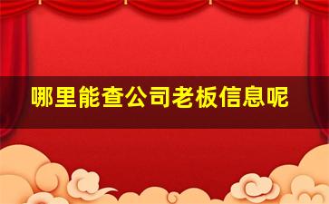 哪里能查公司老板信息呢