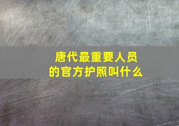 唐代最重要人员的官方护照叫什么