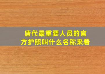 唐代最重要人员的官方护照叫什么名称来着