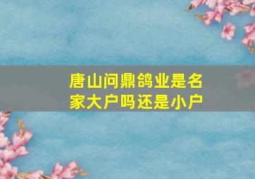 唐山问鼎鸽业是名家大户吗还是小户