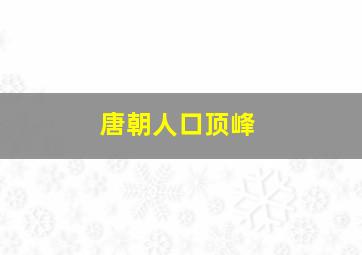 唐朝人口顶峰