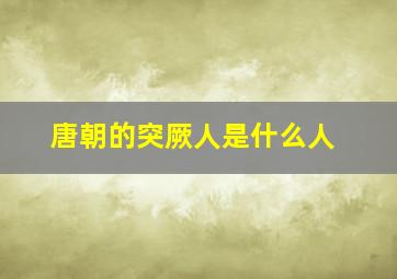 唐朝的突厥人是什么人