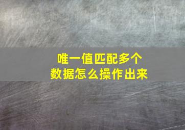 唯一值匹配多个数据怎么操作出来