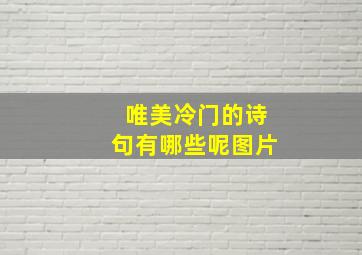 唯美冷门的诗句有哪些呢图片