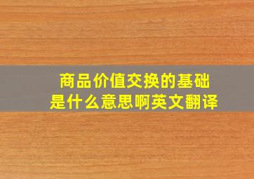 商品价值交换的基础是什么意思啊英文翻译