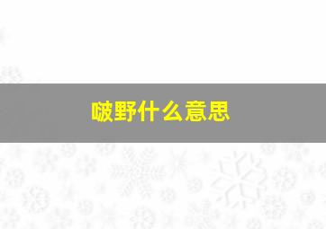 啵野什么意思