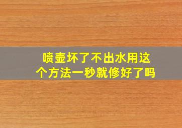 喷壶坏了不出水用这个方法一秒就修好了吗