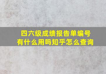 四六级成绩报告单编号有什么用吗知乎怎么查询