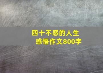 四十不惑的人生感悟作文800字