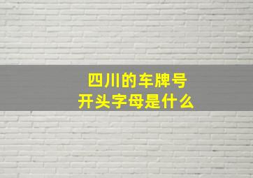 四川的车牌号开头字母是什么