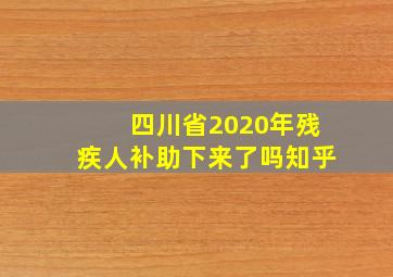 四川省2020年残疾人补助下来了吗知乎