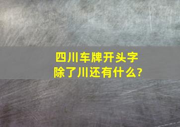 四川车牌开头字除了川还有什么?