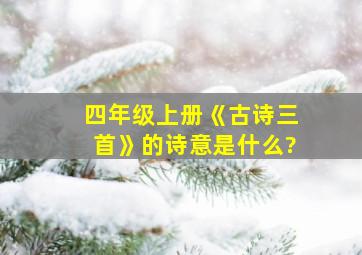 四年级上册《古诗三首》的诗意是什么?