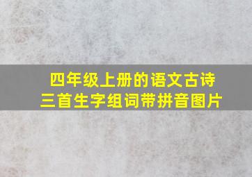 四年级上册的语文古诗三首生字组词带拼音图片