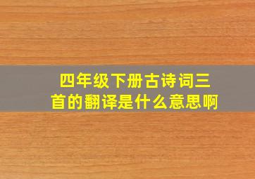 四年级下册古诗词三首的翻译是什么意思啊