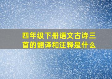 四年级下册语文古诗三首的翻译和注释是什么