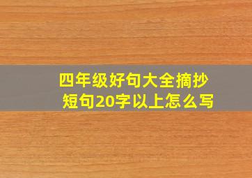 四年级好句大全摘抄短句20字以上怎么写