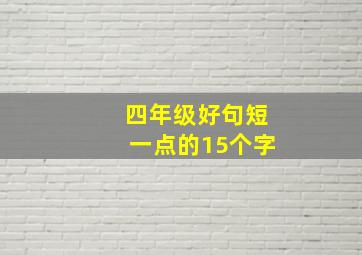 四年级好句短一点的15个字