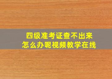 四级准考证查不出来怎么办呢视频教学在线