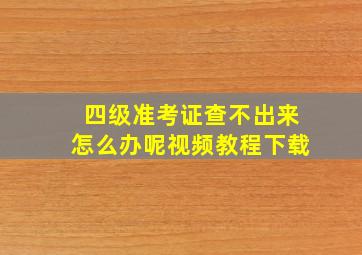 四级准考证查不出来怎么办呢视频教程下载