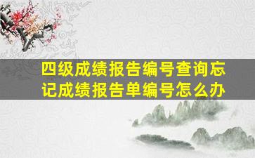 四级成绩报告编号查询忘记成绩报告单编号怎么办