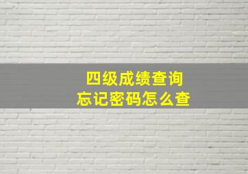 四级成绩查询忘记密码怎么查