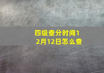 四级查分时间12月12日怎么查