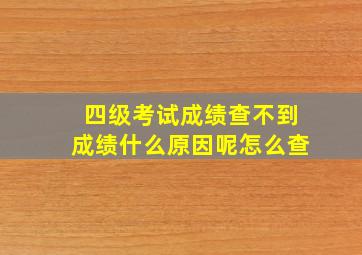 四级考试成绩查不到成绩什么原因呢怎么查