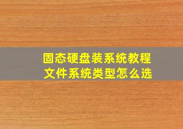 固态硬盘装系统教程 文件系统类型怎么选