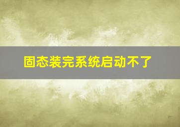 固态装完系统启动不了