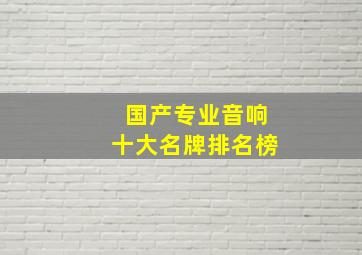 国产专业音响十大名牌排名榜