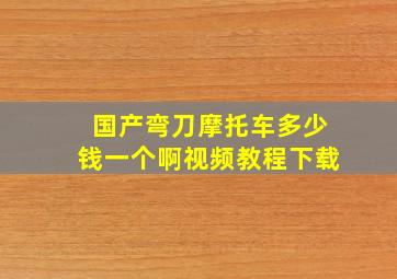 国产弯刀摩托车多少钱一个啊视频教程下载