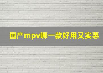 国产mpv哪一款好用又实惠