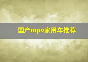 国产mpv家用车推荐