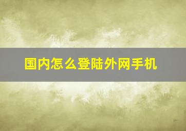 国内怎么登陆外网手机