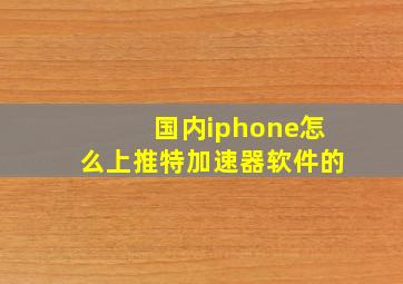 国内iphone怎么上推特加速器软件的